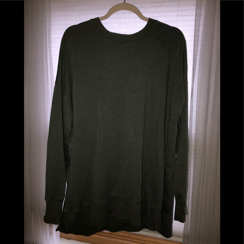 Green Oversized Long Line Crewneck
